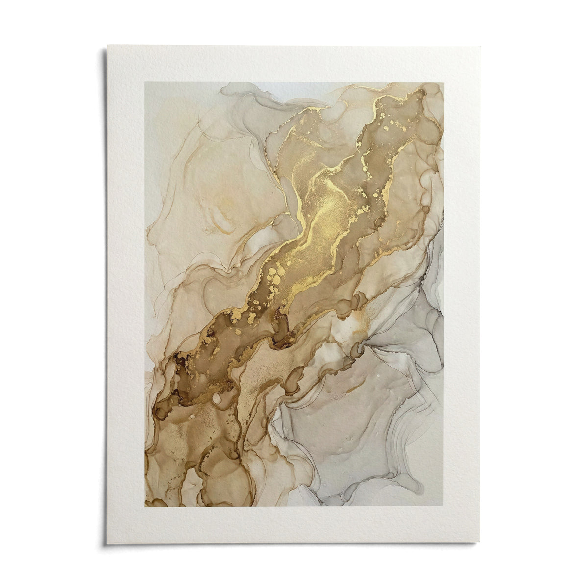 Abstract Gold Art Print, shown as an unframed paper print on a plain white background