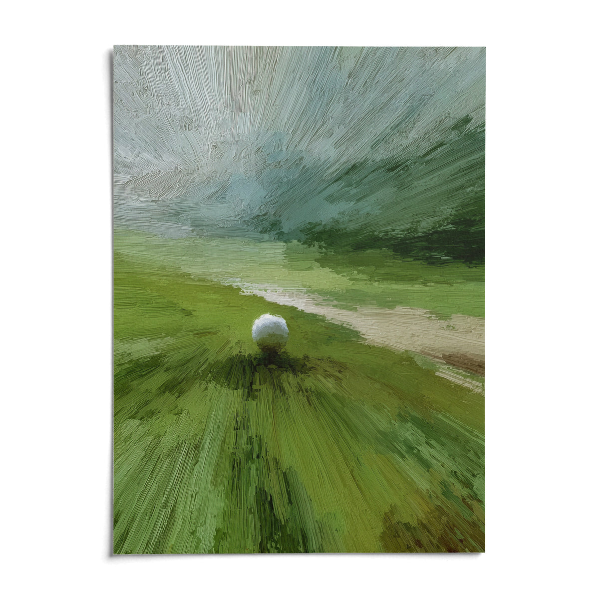 Abstract Green Wall Art, shown as an unframed paper print on a plain white background