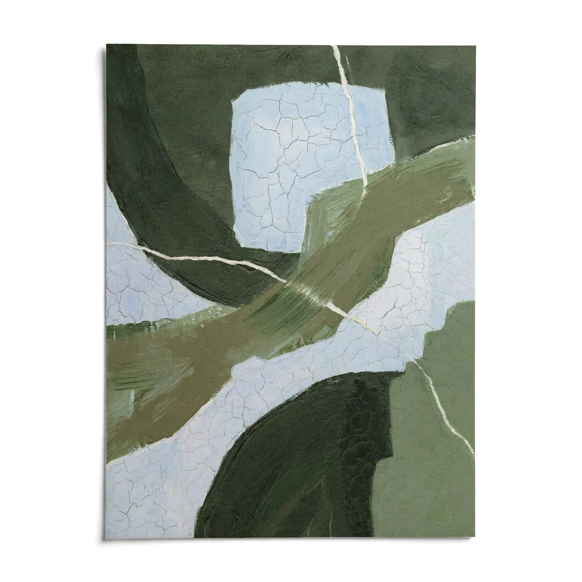 Abstract Green Wall Art, shown as an unframed paper print on a plain white background
