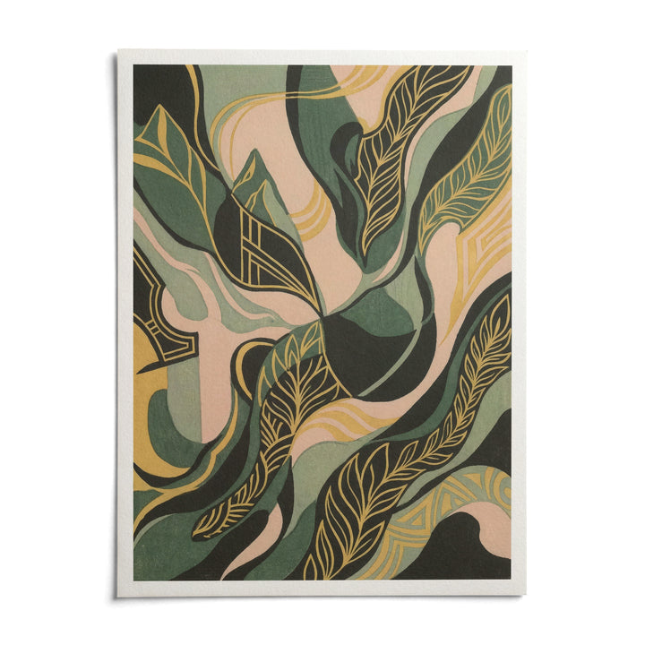 Abstract Leaf Art Print, shown as an unframed paper print on a plain white background