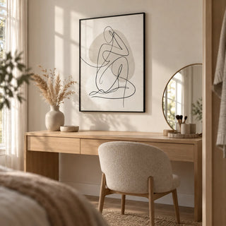 Abstract Line Art Poster, framed on the wall of a calm dressing area