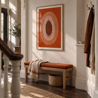 Abstract Line Drawing Poster, framed on the wall of a welcoming hallway in a Victorian terrace updated with clean modern furnishings