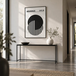 Abstract Minimal Art, framed on the wall of a minimal hallway with a polished concrete floor
