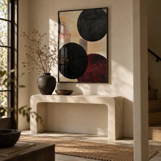 Abstract Neutral Art, framed on the wall of a calm entryway