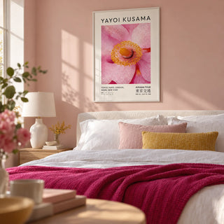 Abstract Pink Wall Art, framed on the wall of a soft bedroom with a blush pink painted wall
