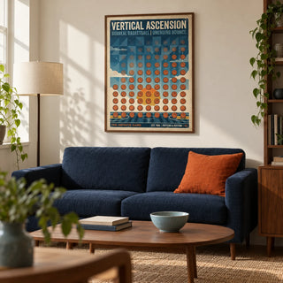 Abstract Sports Wall Art, framed on the wall of a design-led living room in a young adult's first UK flat (22-28)
