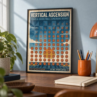 Abstract Sports Wall Art, a small A4 framed print leaning on a walnut desk