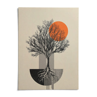 Abstract Tree Wall Art, shown as an unframed paper print on a plain white background