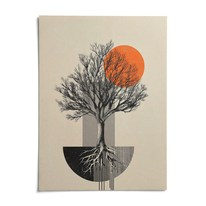 Abstract Tree Wall Art, shown as an unframed paper print on a plain white background