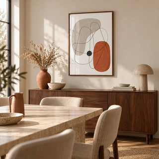 Abstract Wall Poster, framed on the wall of a calm dining room