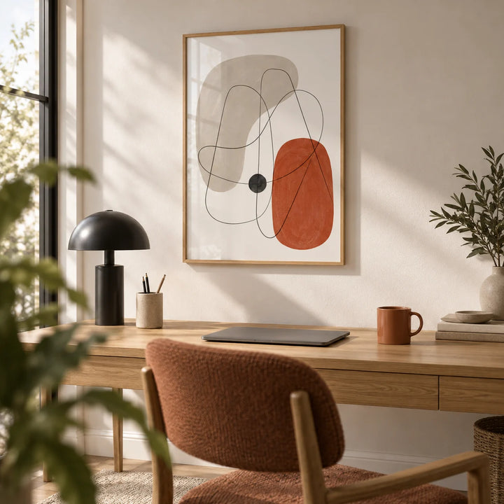 Abstract Wall Poster, framed on the wall of a quiet home office