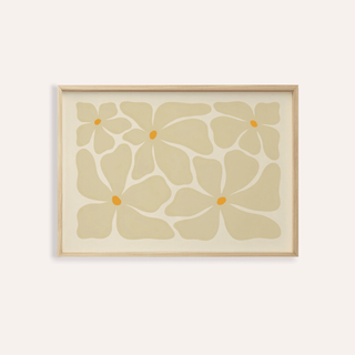 Modern Floral Poster with four abstract flowers and rounded petals, wall art print