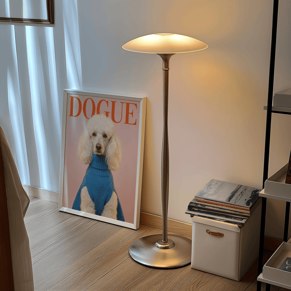 Dogue Poodle Print, blue sweater, pink and red colors ideal for teen bedroom wall art