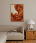 Abstract Wave Art Print in warm Brown, ideal for minimalist living rooms