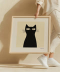 Minimalist black cat print in sleek style.