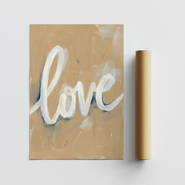 Modern Love Wall Art featuring blue white beige for office wall art