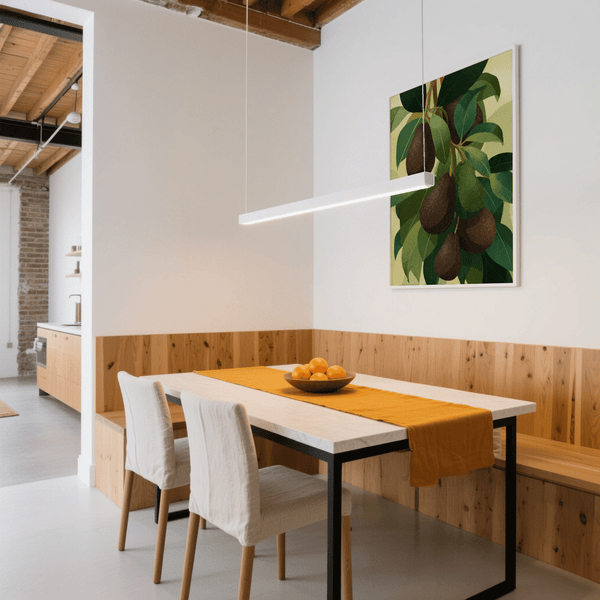 Avocado Wall Art Print featuring green avocados and beige accents for living room wall art