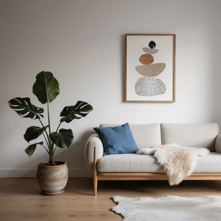 Modern Pebble Print with beige and gray stones for study or office poster