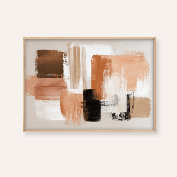 Terracotta and Cream Wall Art with White and Beige for living room print