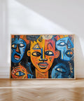 African abstract art print featuring vibrant colours and bold patterns.