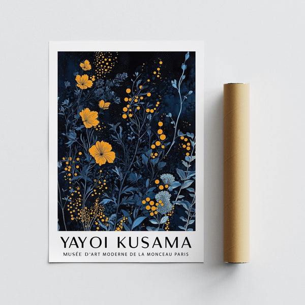 Orange and blue wall art print for accent walls or studio spaces