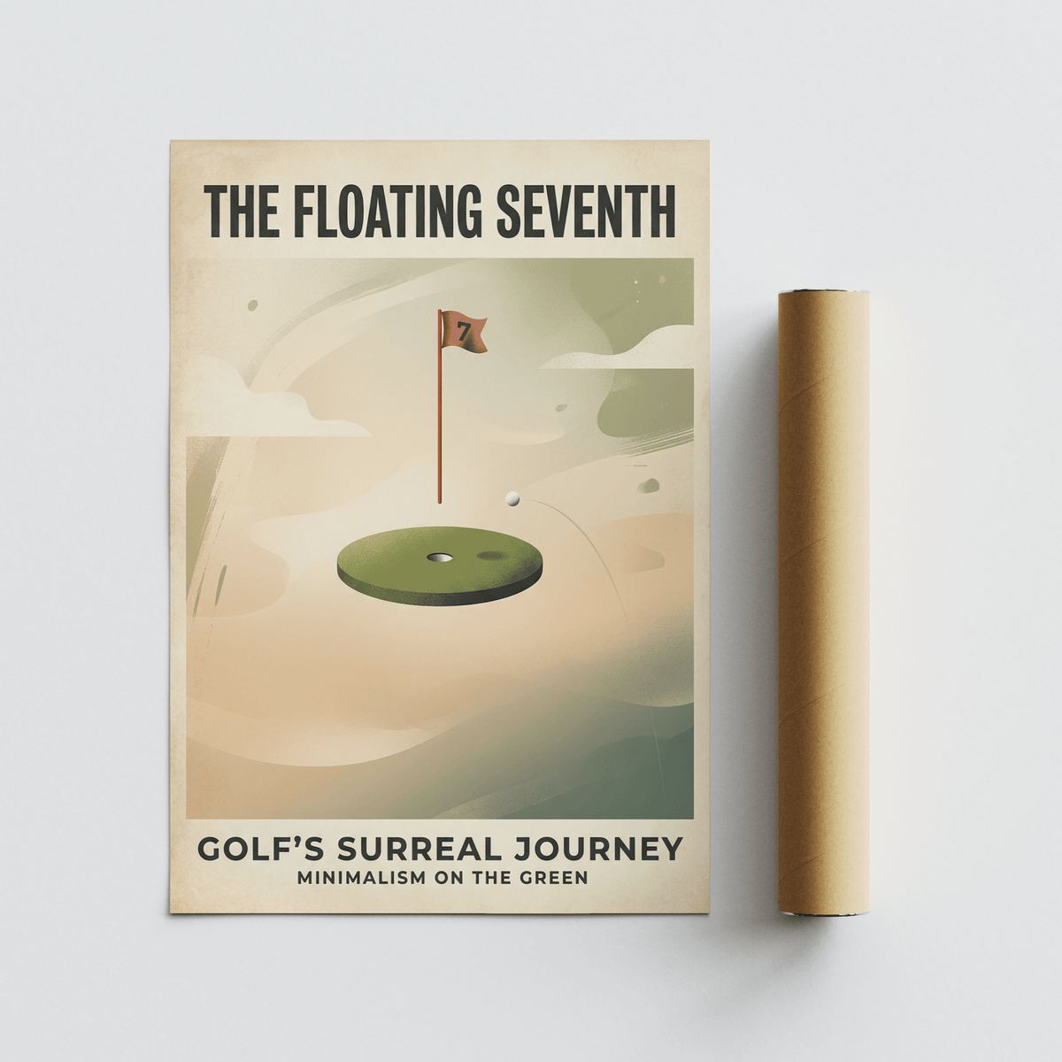 Conceptual sports wall art poster with bold headline and minimal golf elements