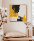 Abstract Black and Yellow Art for creative studio in black and yellow wall art print