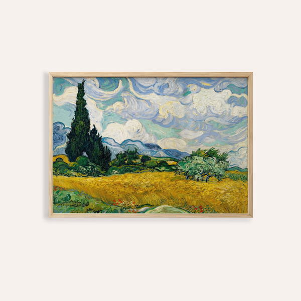 Cypress Tree Landscape poster with Multicolored, Yellow, Green, Blue for living room wall art