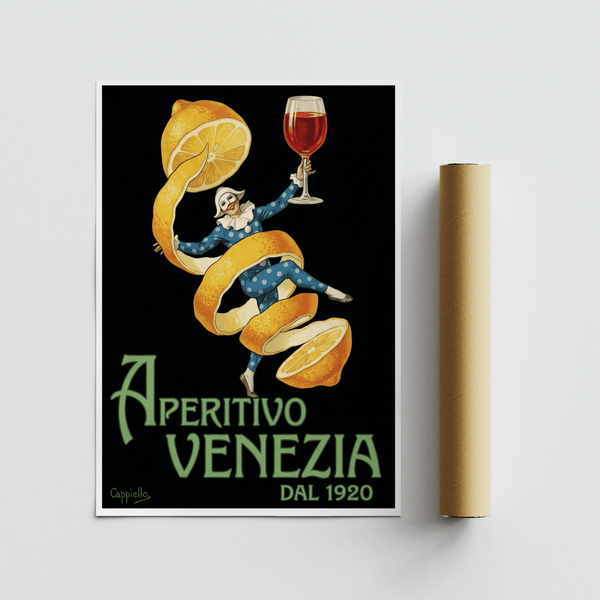 Classic Vintage Aperitivo Print with blue tones, designed for hallway wall art