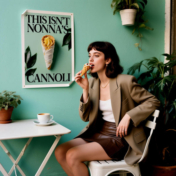 Humorous Italian Kitchen Art featuring bold “This Isn’t Nonna’s Cannoli” text