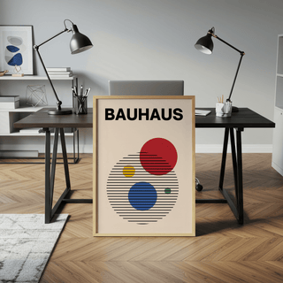 Abstract Circle Wall Art, living room poster Red, Blue, Beige