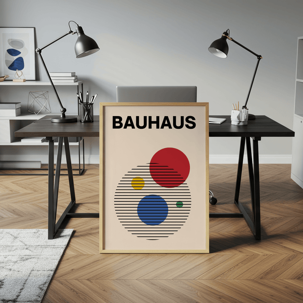 Abstract Circle Wall Art, living room poster Red, Blue, Beige