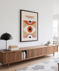 Minimalist Eye Art wall art in Orange Beige Pink for dining room