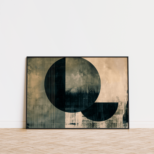 Minimalist Contemporary Poster Art in Green and Beige for dining room art print