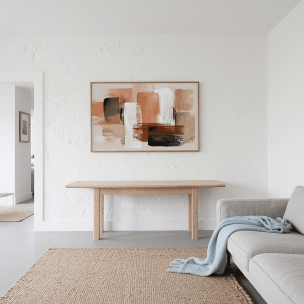 Terracotta Color Art with Brown and White abstract art print for studio