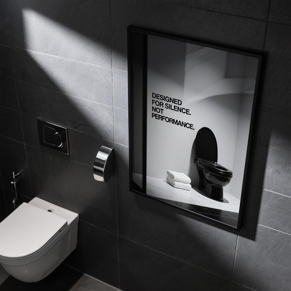 Funny Toilet Wall Art with sleek typography and dark humor.
