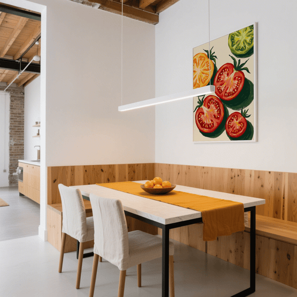 Italian Tomatoes Print in red and green hues, vibrant poster for culinary spaces