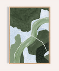 Abstract Green Art Print in green, blue, and white for living room wall art