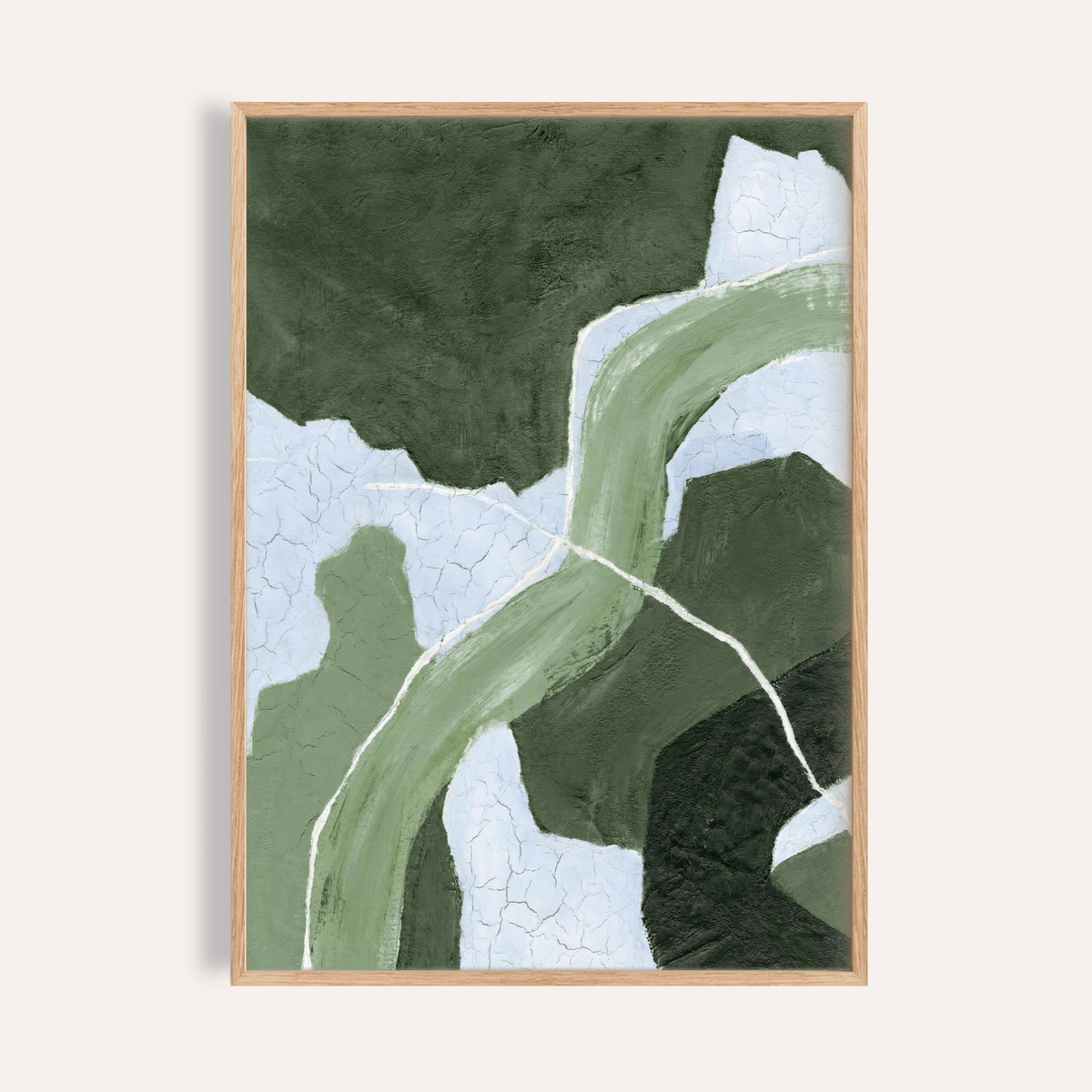 Abstract Green Art Print in green, blue, and white for living room wall art