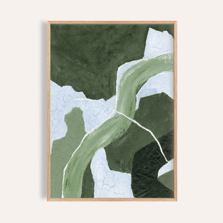 Abstract Green Art Print in green, blue, and white for living room wall art