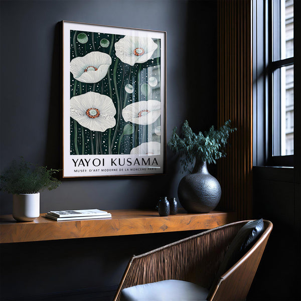 Poppy Wall Art in cream and green palette for tranquil interiors.
