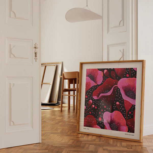 Matte paper floral print used in abstract pink art setup