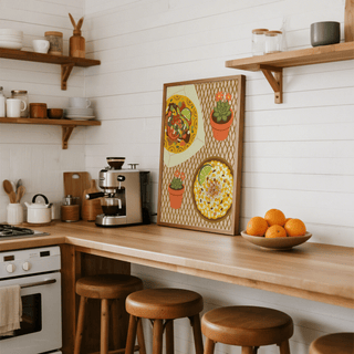 Living room Taco Wall Art, yellow and brown, colorful wall art print