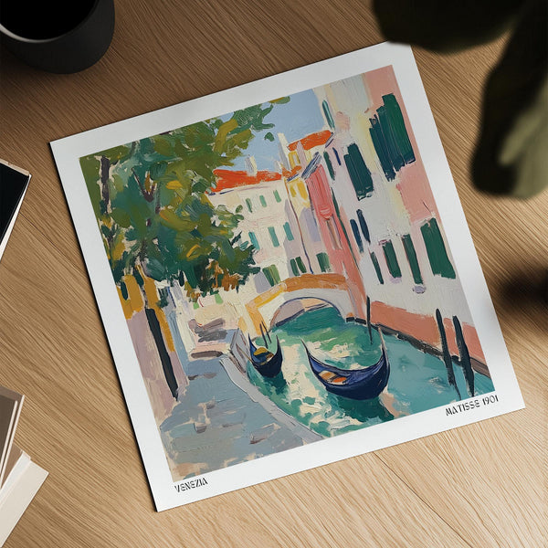 Rich textures and layered color bring depth to this Venice Wall Art canal view.