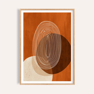 Minimalist wall art poster with concentric oval linework over circles