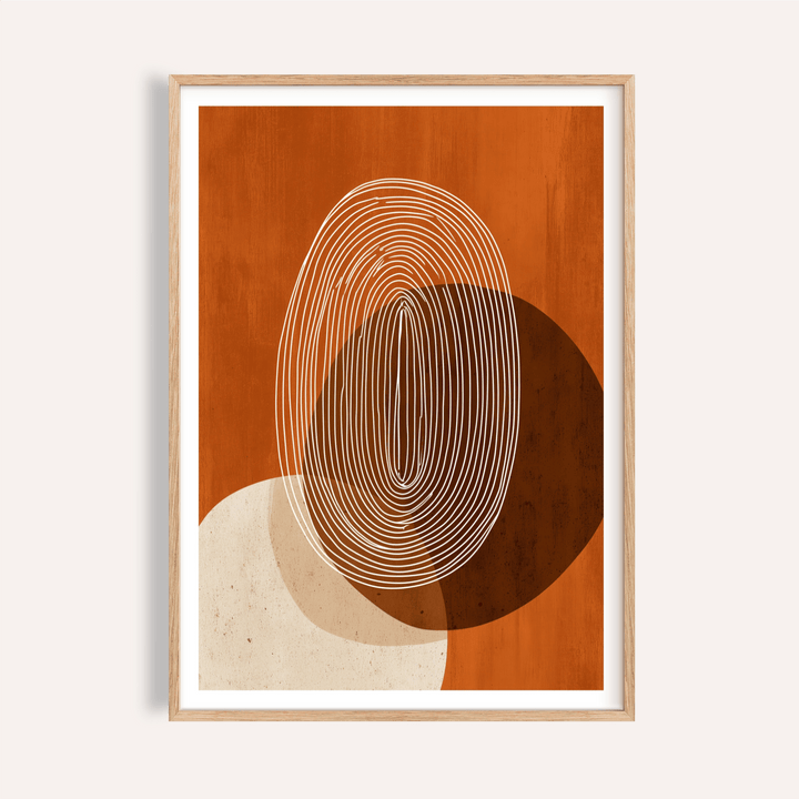 Minimalist wall art poster with concentric oval linework over circles