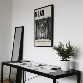 Centered Duomo interior architecture print poster with tall columns