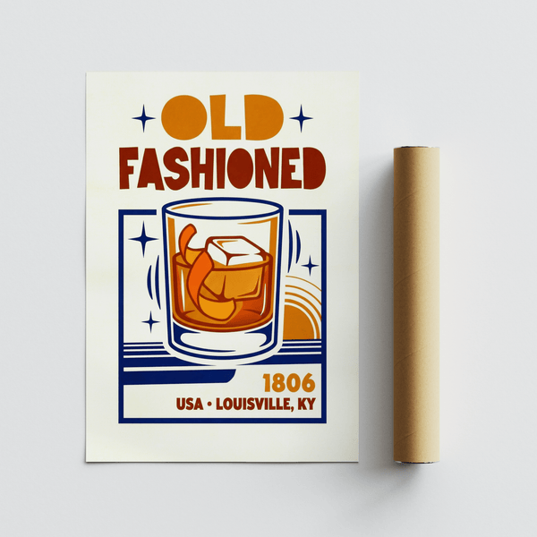 Old Fashioned Art Print featuring Brown and Orange for dining room poster