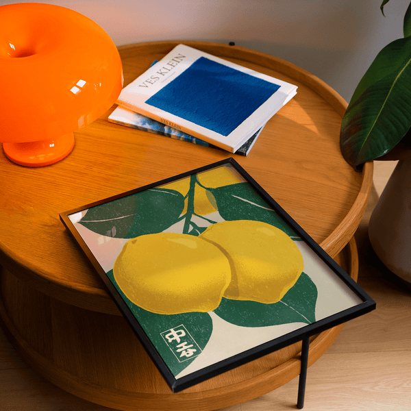 Citrus Fruit Print vibrant green yellow art print for breakfast nook