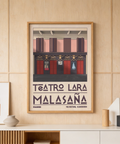Architectural wall art print of Teatro Lara frontage with shuttered windows